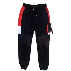 SUPPLY AND DEMAND Men's Flex Cargo Jogger Pants In Black/red